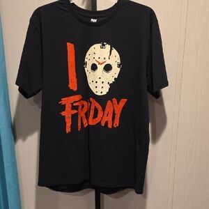 (J7) Men's Black Graphic Tee - Friday The 13th Design Sz XL